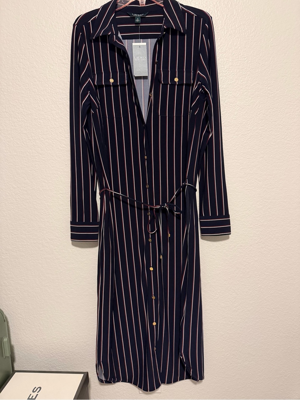 Lauren Ralph Lauren Striped Long Sleeve Shirt Dress M